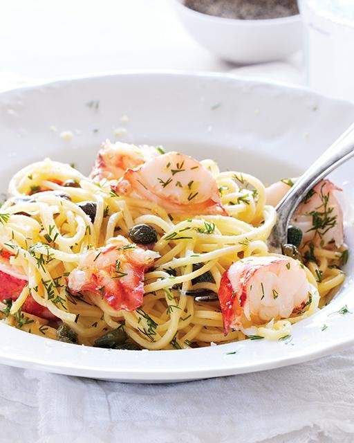 Pasta with lobster, lemon, & capers