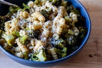 Pasta with longer-cooked broccoli