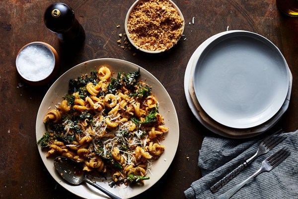 Pasta with nduja & bitter greens