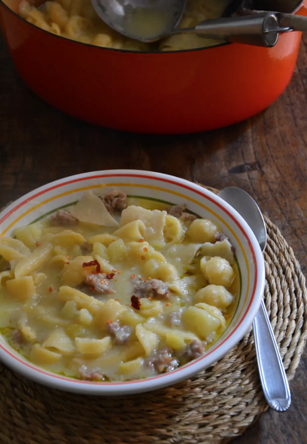 Pasta with potatoes and sausage