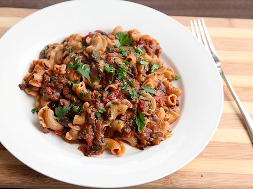 Pasta with rich and hearty mushroom Bolognese