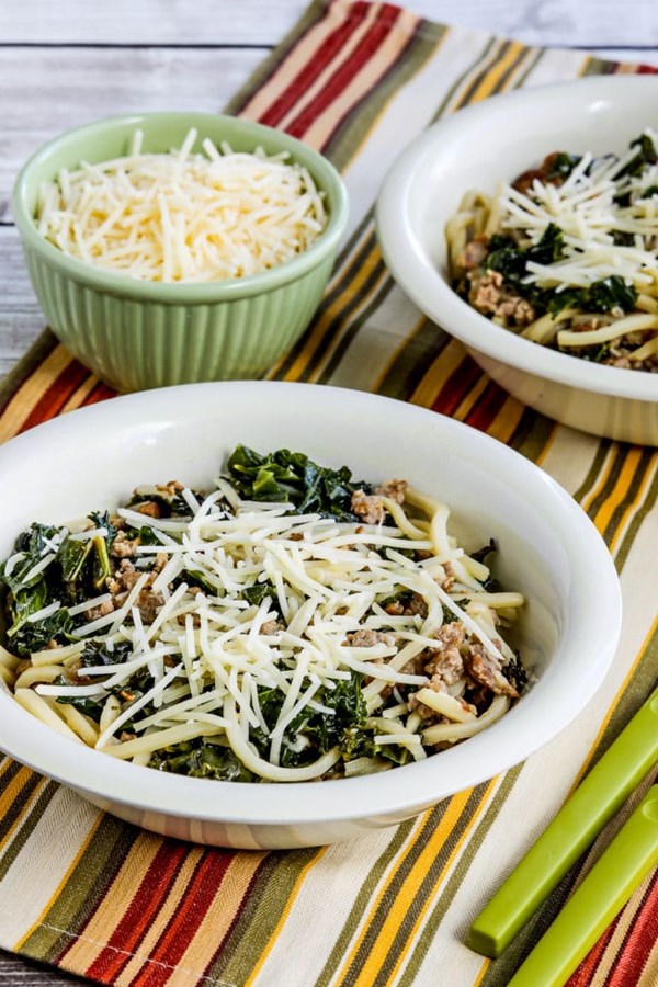 Pasta with sausage and kale