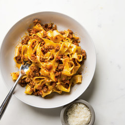 Pasta with sausage ragu