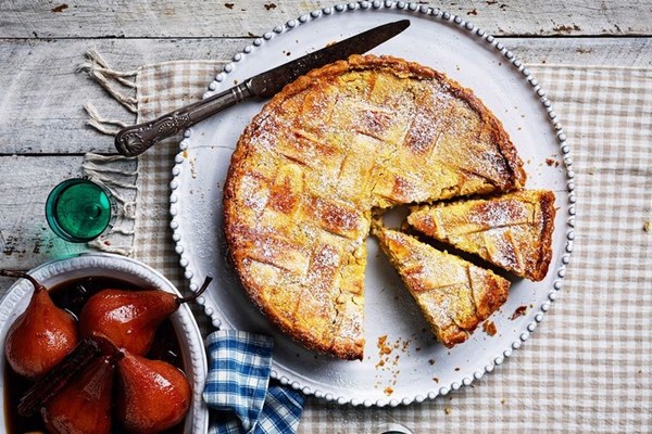 Pastiera Napoletana with poached pear