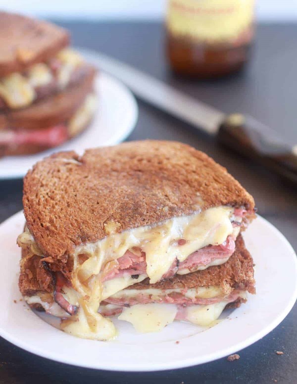 Pastrami and caramelized onion grilled cheese