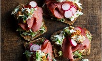 Pastrami, cucumber, mustard and dill mascarpone