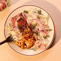 Pastrami salmon with fennel slaw
