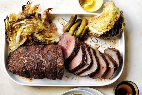 Pastrami-spiced beef sirloin with sweet and sour cabbage