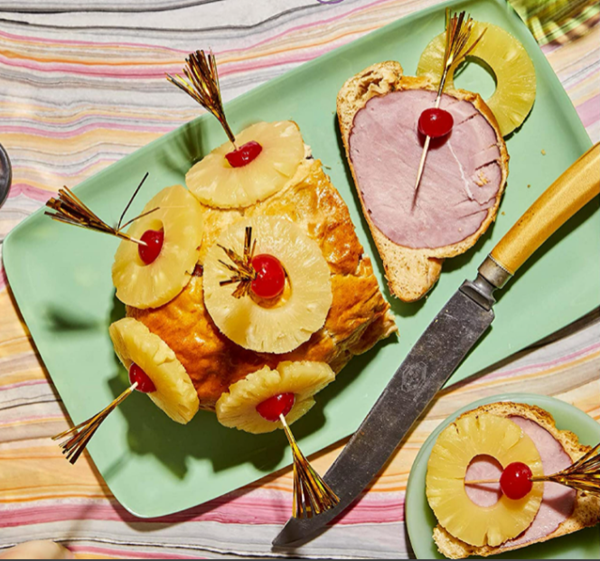 Pastry-wrapped holiday ham with cider glaze