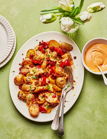 Patatas bravas and chorizo salad