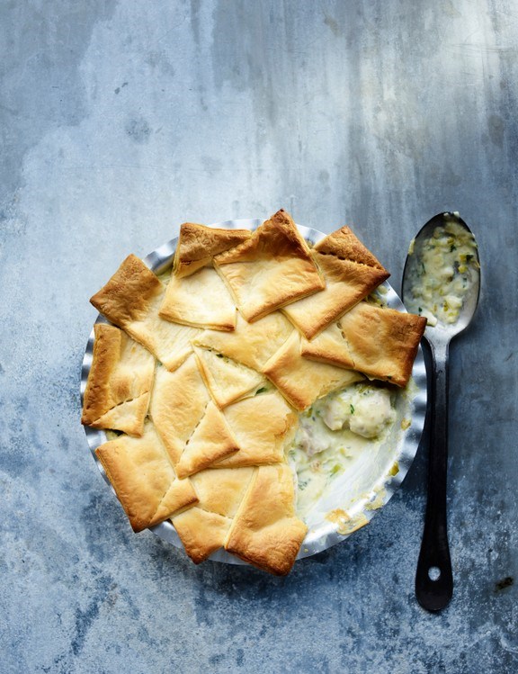 Patchwork croissant chicken pie