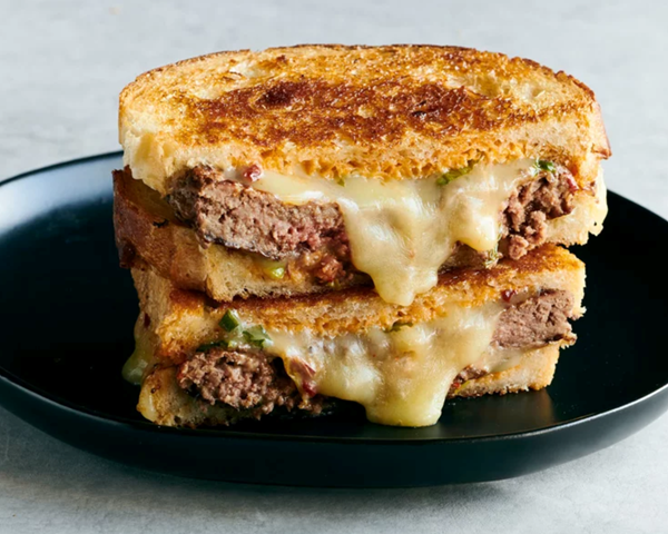 Patty melts with charred scallion-chipotle mayo