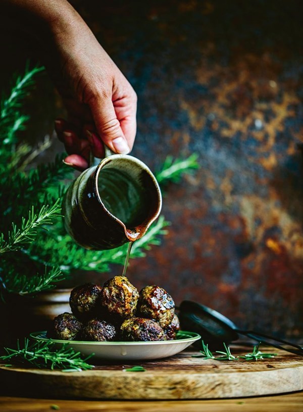 Paua and venison meatballs with rosemary syrup