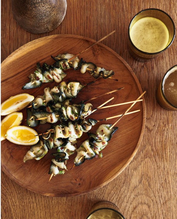 Paua kebabs