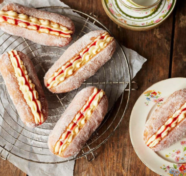 Paul's jam and custard doughnuts
