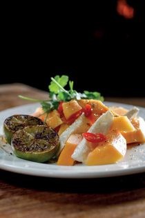 Pawpaw, braaied lime and chilli salad