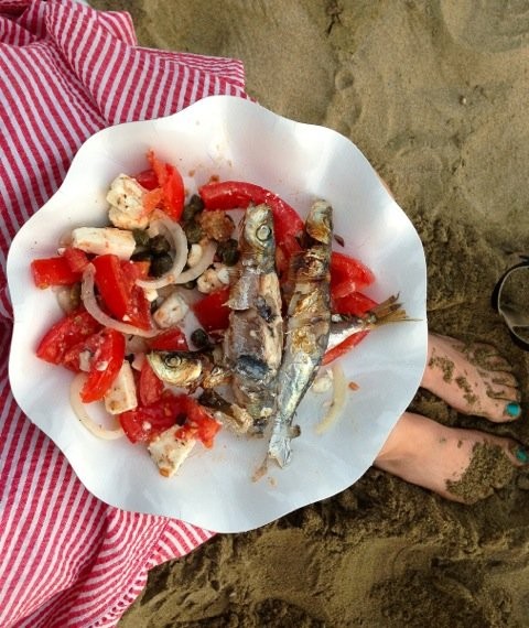 Paximadi bread salad with tomatoes, feta and capers