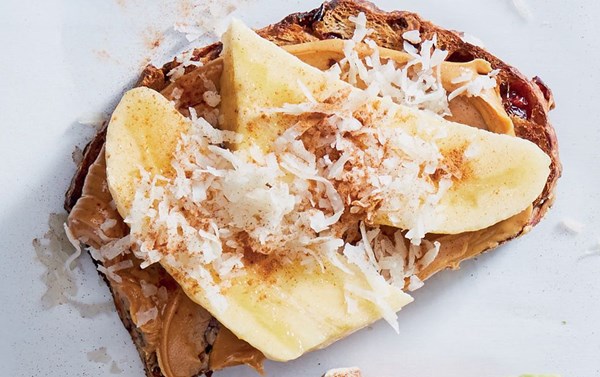 PB-deluxe toast with coconut and cinnamon