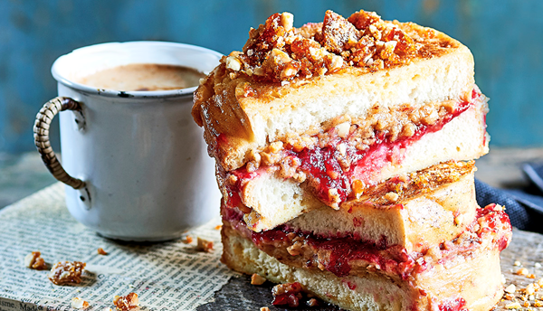 PB&J French toast with peanut brittle