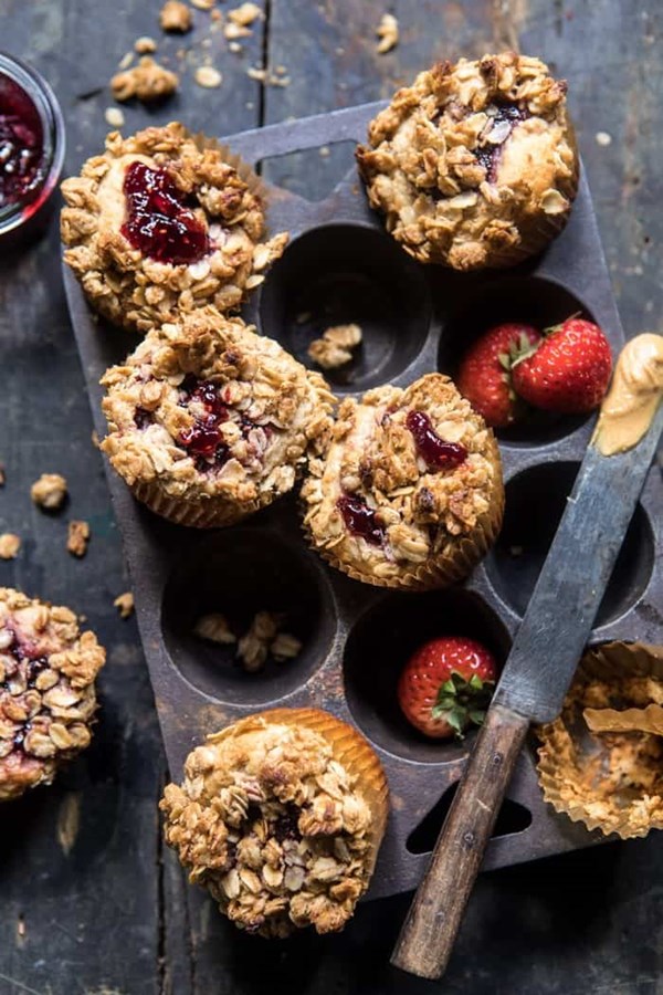 PB&J oat streusel muffins