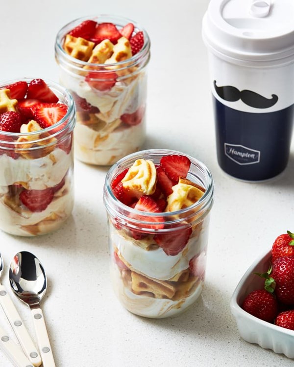 PB&J waffle parfait