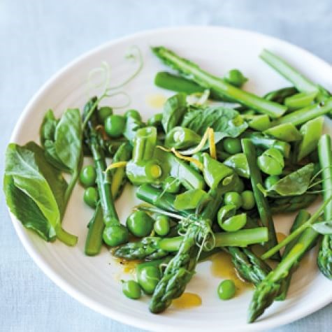 Pea & asparagus salad with Meyer lemon dressing