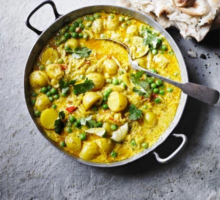Pea & new potato curry 