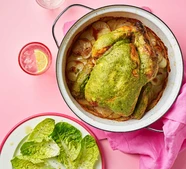 Pea & tarragon cream roast chicken