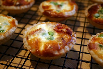 Pea and bacon mini quiches