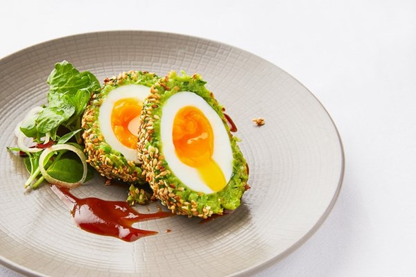 Pea and broad bean Scotch eggs