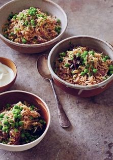 Pea and browned onion pullao