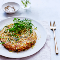 Pea and Cornish new potato cake