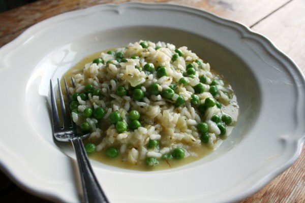 Pea and courgette risotto