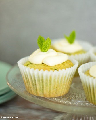 Pea and mint cupcakes with rose water buttercream