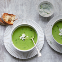 Pea and mint soup with ricotta