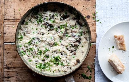 Pea and pancetta risotto