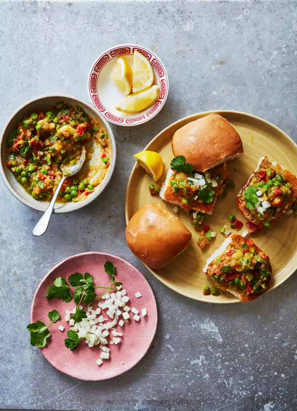 Pea and potato pav bhaji