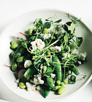 Pea and radish salad with goat cheese