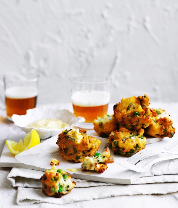 Pea and ricotta frittelle
