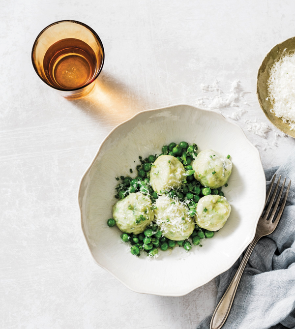 Pea, chive and ricotta gnudi
