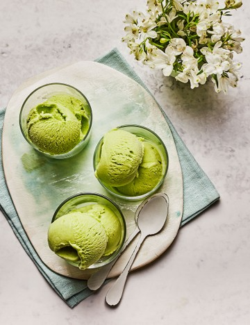 Pea, coconut and lime ice cream