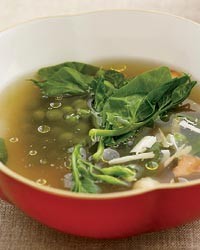 Pea consommé with mint