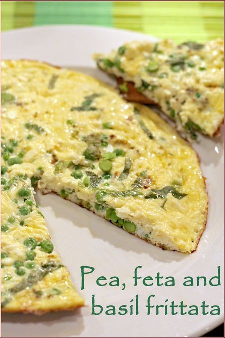 Pea, feta cheese and basil frittata
