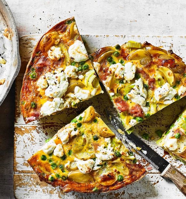 Pea, ham and goat's cheese tortilla
