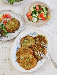 Pea, mint and goat's cheese fritters