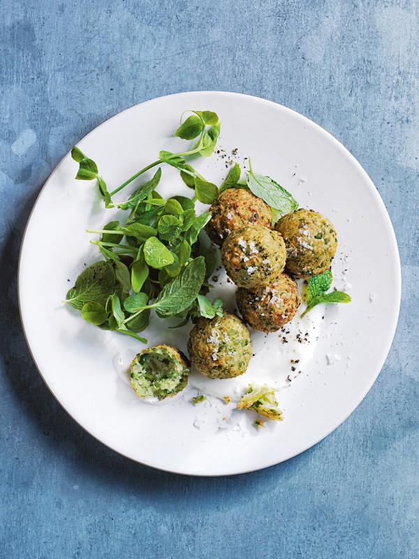 Pea, mint and ricotta falafels