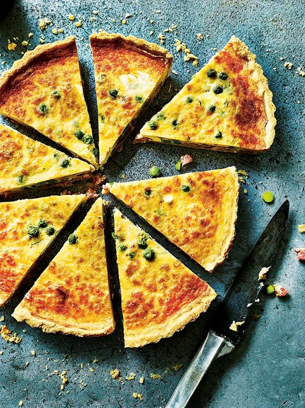 Pea, pancetta & Parmesan tart