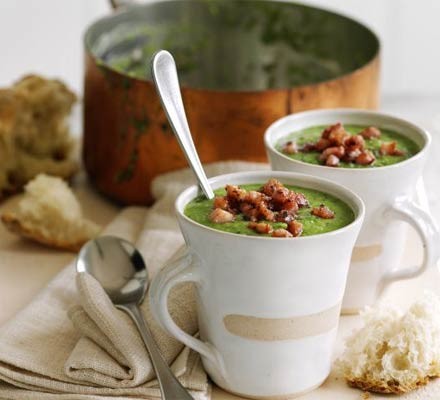 Pea, pancetta and mint soup