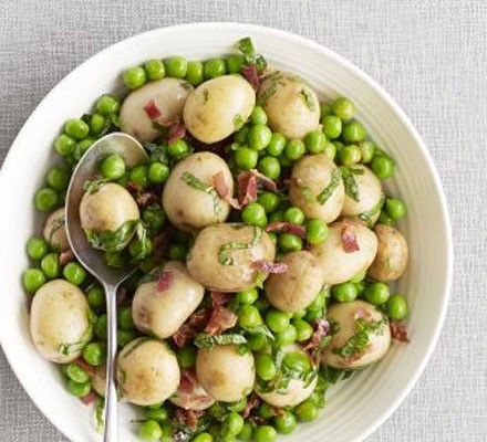Pea, pancetta and potato salad