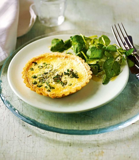 Pea, pesto and watercress tartlets